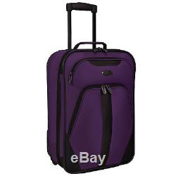 US Traveler Oakton 4pc Purple Light Rolling Luggage Suitcase Duffel Tote Bag Set