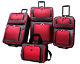 Us Traveler Red New Yorker 4pc Expandable Rolling Luggage Suitcase Tote Bag Set