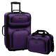 Us Traveler Rio Two Piece Expandable Carryon Luggage Set 15in And 21in Purple