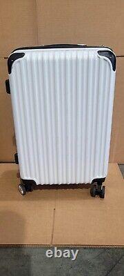 USED Coolife White Grid ABS+PC Luggage Suitcase TSA lock set size 20 24 A01