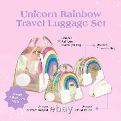 Unicorn Rainbow Travel Luggage Set, Travel Bags for Teens & Girls, Overnight Wee
