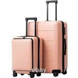 Used Coolife 2 Piece hard shell Suitcase Luggage Set TSA Lock Sakura Pink A380