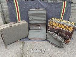 VTG 1980s Jordache 4 Piece Tweed Luggage Set Suitcase, Carry-On, Wardrobe EUC