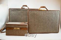 VTG Hartmann Tweed Canvas Leather Travel Luggage, Set of 3