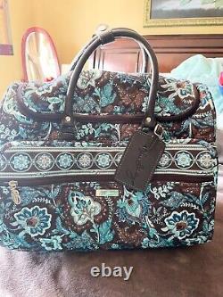 Vera Bradley Java Blue Rolling 19 Luggage with Rolling Duffle Bag. Retired
