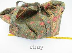 Vera Bradley Vintage Forest Green Brown Floral Tote Duffel Garment Bag Set Lot