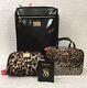 Victoria Secret 4pc Black Luggage Suitcase Set Withanimal Print Cases & Passport