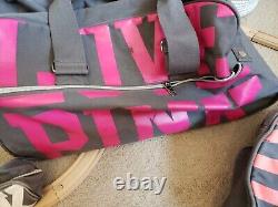 Victorias Secret Pink GRAPHIC 3 Pc Wheelie Duffel Bag Carry on Luggage Set