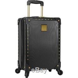 Vince Camuto Black Jania 3pc Luggage Set Spinner Wheels Gold Studs $1080 Sale