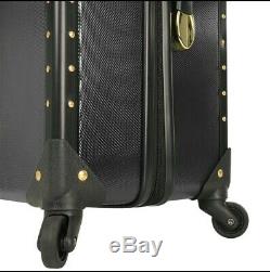Vince Camuto Black Jania 3pc Luggage Set Spinner Wheels Gold Studs $1080 Sale