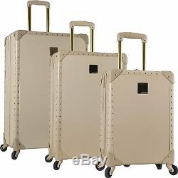 Vince Camuto Latte Jania 3pc Luggage Set Spinner Wheels Gold Studs Msrp 1080