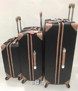 Vince Camuto Laurra 3pc Luggage Set Spinner Wheels Black With Studs Msrp 1080