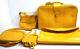 Vintage 5 Piece Yellow Vinyl Soft Luggage Suitcase Set 1970's Era Bags Carry On