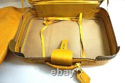 Vintage 5 piece Yellow Vinyl soft luggage suitcase set 1970's era bags carry on