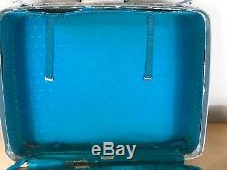 Vintage 60s Set 2 Samsonite Travel Luggage Teal Aqua Floral Suit Case Mod