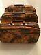 Vintage 60s Suitcase Set Of 3 Floral Hippie Mod Mcm Canvas Made In Japan With Key