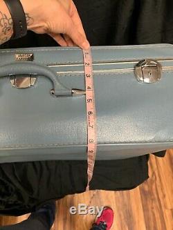 Vintage Amelia Earhart Travel Luggage Set Hard Suitcases Blue 21 & 27 FS Chrty
