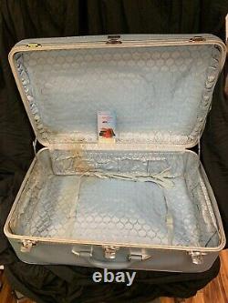 Vintage Amelia Earhart Travel Luggage Set Hard Suitcases Blue 21 & 27 FS Chrty