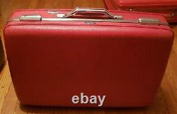 Vintage American Tourister Red Travel Luggage Set 2 piece Mid Century Modern