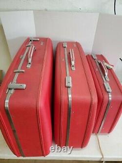 Vintage American Tourister Red Travel Luggage Set 3 piece