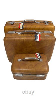 Vintage American Tourister Suitcase SET Hardshell Palomino Brown 3PC Pullman