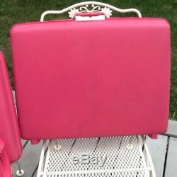 Vintage Bright Pink Samsonite Luggage suitcase Set 4 Pc. Train case Travel Tote