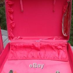 Vintage Bright Pink Samsonite Luggage suitcase Set 4 Pc. Train case Travel Tote
