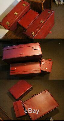 Vintage Hartmann Luggage CLEAN Red 3 Pc Bag and Makeup Vtg Train Case Retro Set
