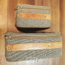 Vintage Hartmann Luggage Set Of 2 Tweed Leather 25 & 21 70s