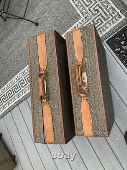 Vintage Hartmann Luggage Set Tweed/Leather Original Boxes & Plastic Covering NEW