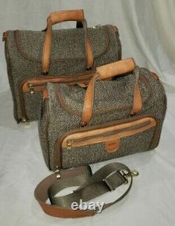 Vintage Hartmann Soft Tweed & Leather Carry On Bag Set Of 2