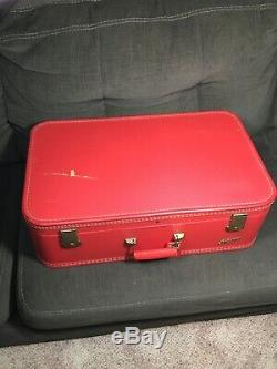 Vintage Lady Baltimore 3 Piece Luggage Suitcase Set & Train Case Red 3 Keys