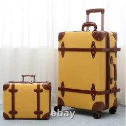 Vintage Leather Luggage Sets for Men and Women, Large Capacity Trolley Suitcase