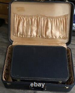 Vintage Mendel Luggage Suitcase Set of 2 Nesting Navy Blue Trapezoid Shape