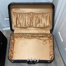Vintage Mendel Luggage Suitcase Set of 2 Nesting Navy Blue Trapezoid Shape