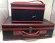 Vintage Mid Century Aero Pal Navy Blue Red Suitcase Vanity Luggage Set Of 2