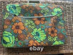 Vintage Montgomery Ward Stratolite Floral Luggage Set (3)