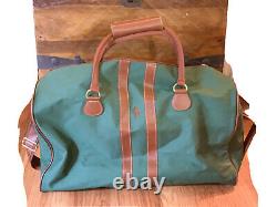Vintage POLO Ralph Lauren Green Canvas Duffle Travel Weekend Messenger Bags Set