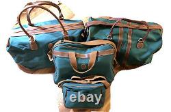 Vintage POLO Ralph Lauren Green Canvas Duffle Travel Weekend Messenger Bags Set