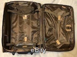 Vintage Ralph Lauren Monogram Suitcase 3pc Brown Luggage Set Rolling