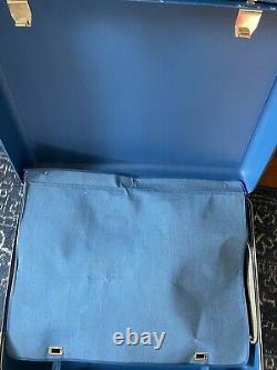 Vintage Samsonite Blue Hard Shell Suitcase 3 Pc Set Suite Train Case
