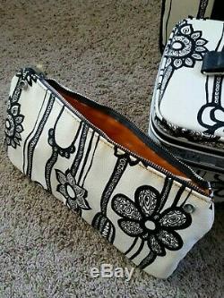 Vintage Samsonite Fashionaire Luggage Set White & Black Flowers 6 pieces