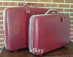 Vintage Samsonite Red Maroon Hardside Luggage Suitcase Set 2 Pieces