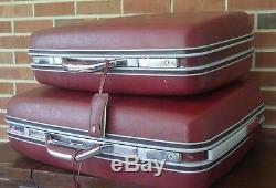 Vintage Samsonite Red Maroon Hardside Luggage Suitcase Set 2 Pieces