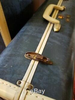 Vintage Samsonite Shwayder Bros. Hawaiian Blue/Bone 2-Piece Luggage Set