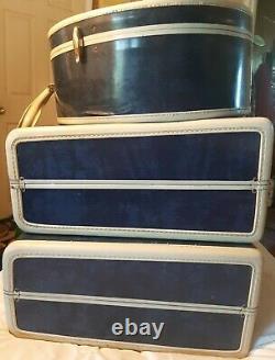 Vintage Samsonite Shwayder Bros. Hawaiian Blue/Bone 3-Piece Luggage Set VTG RARE
