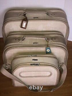 Vintage Samsonite Silhouette Suitcase Luggage Set of 3 Ivory Beige Carry-On Tan