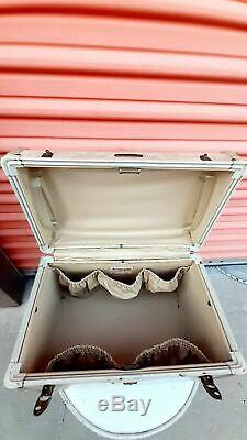 Vintage Set 3 Samsonite Beige Luggage Suitcase Overnight Vanity Train Case Bag