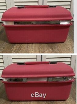 Vintage Set of 3 Samsonite Saturn Barbie Hot Pink Hard Luggage Suitcases With Key