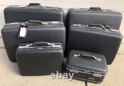 Vintage Set of 6 American Tourister Gray Hardshell Suitcases Cosmetic Case Train